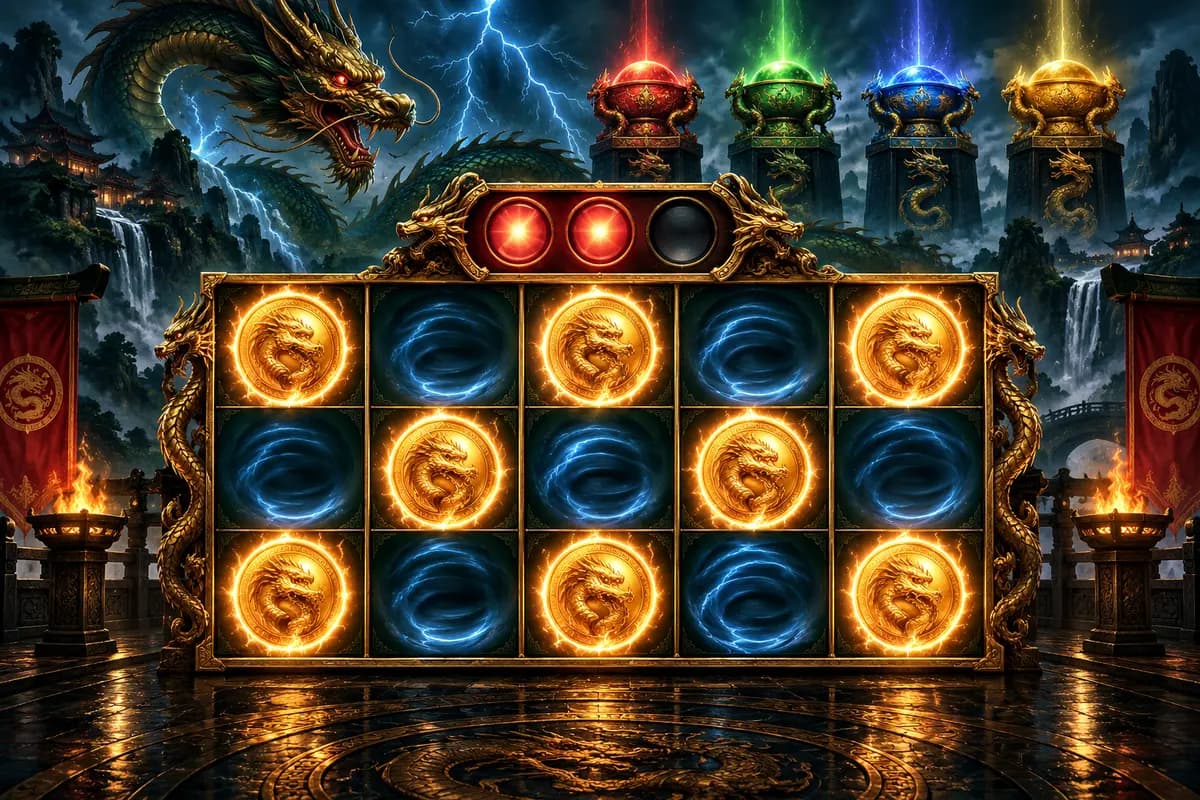 Hold and Spin illustration with locked gold orbs, respinning empty positions, a countdown indicator, and progressive prize tiers