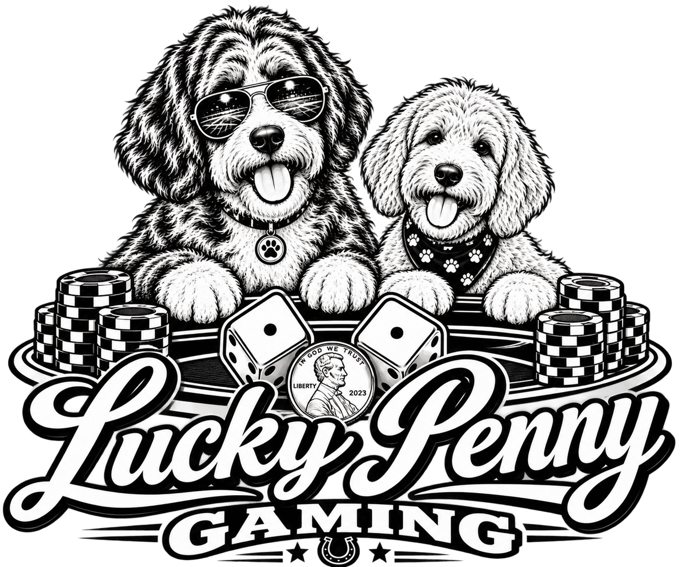 Lucky Penny Gaming logo featuring Penny and Lucky
